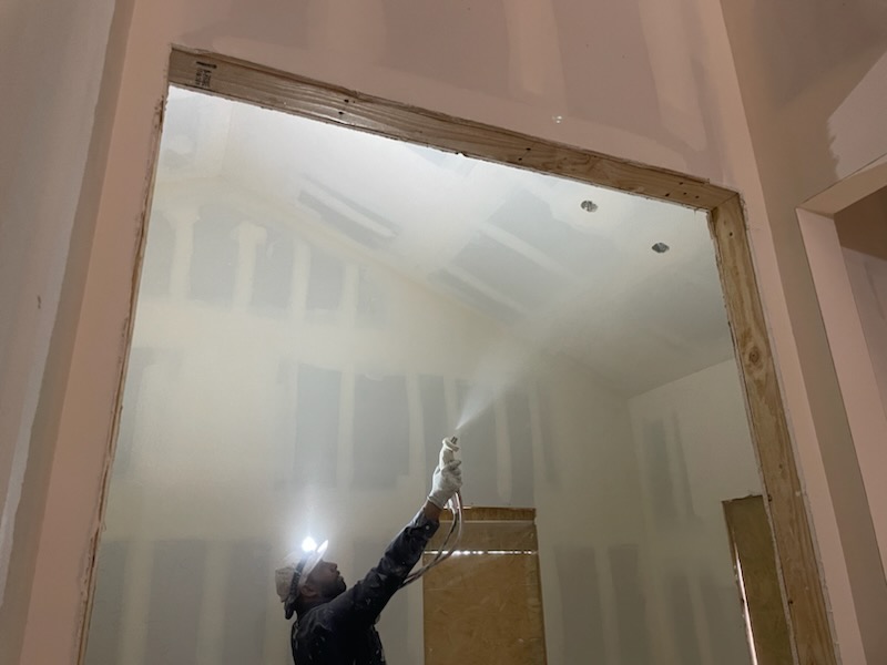 adding drywall texture to a ceiling repair